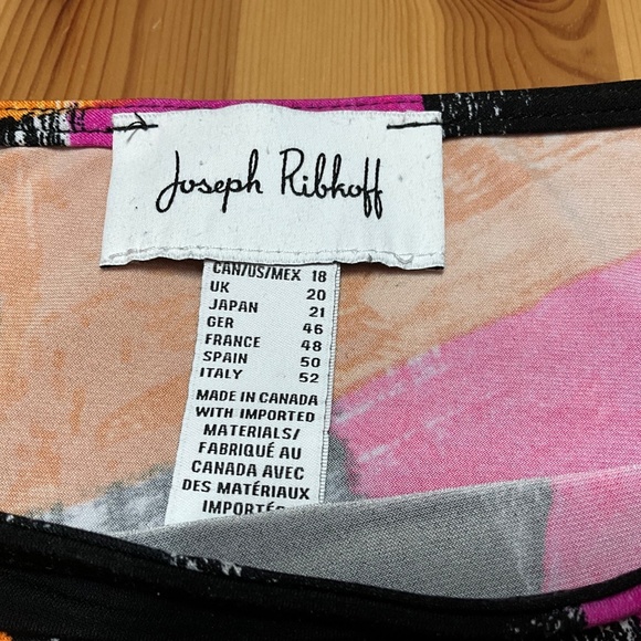 JOSEPH RIBKOFF Multi Colour 3/4 Sleeve Top Gathered Hemline Detail US Sz 18 - Picture 5 of 9